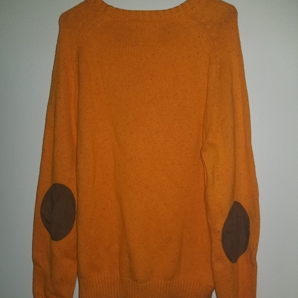 Orange Crew Neck Sweater w/ patch elbow - Picture 3 of 4